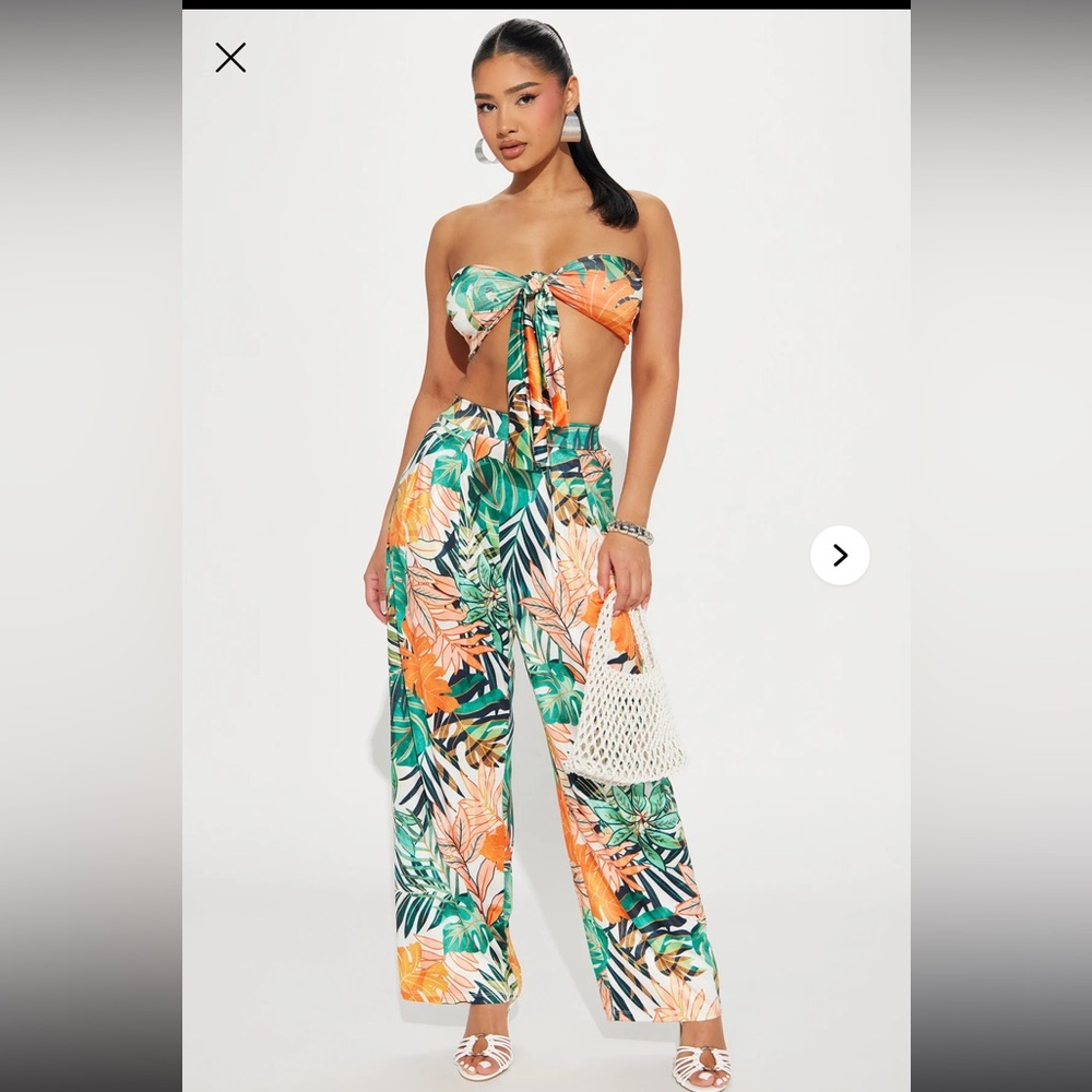 Fashion nova Tropics Vibe Pant Set - Orange/combo
